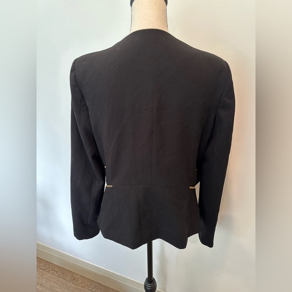 Calvin Klein Vintage Black Blazer Jacket with Gold Zipper Details Pockets  SZ 12 - Picture 4 of 6